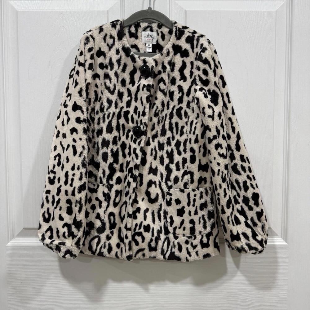 Milly Minis Faux Leopard Fur Peacoat Coat 8 Girls Cheetah Jacket Sweater